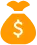 pomarańczowa ikona worka z pieniędzmi